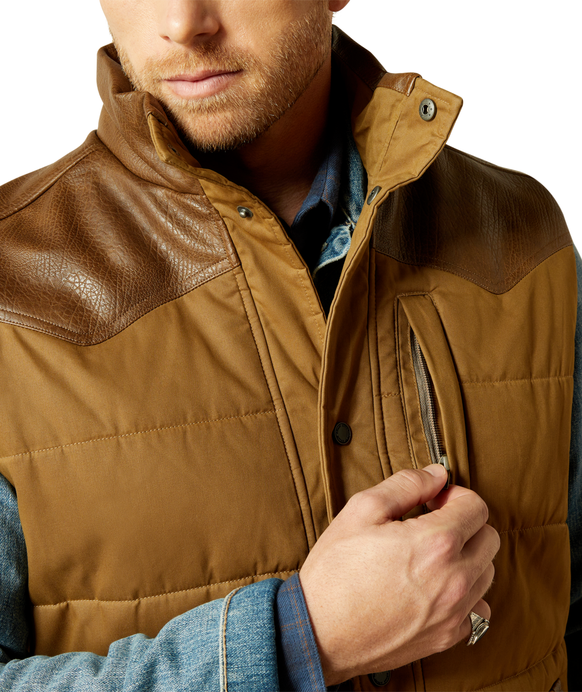 Ariat Mens Western Quilted Vest 10062439 - CUB KHAKI/BROWN