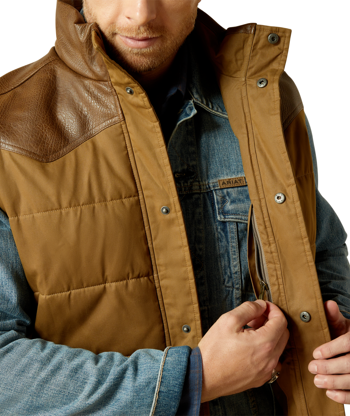Ariat Mens Western Quilted Vest 10062439 - CUB KHAKI/BROWN