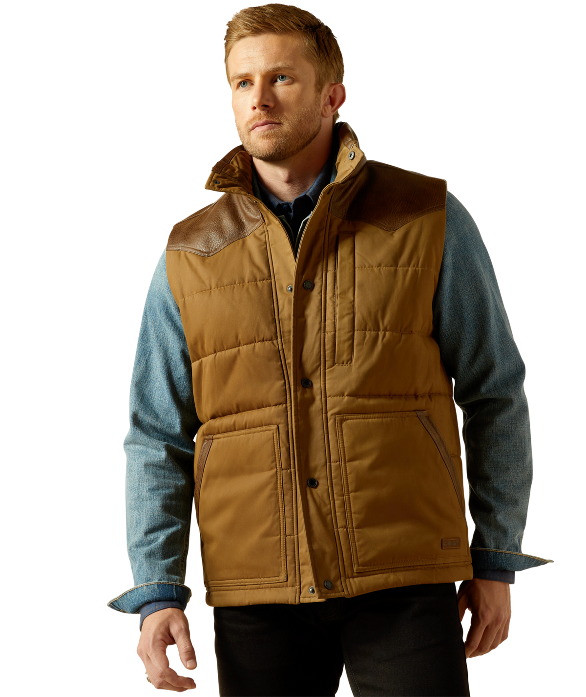 Ariat Mens Western Quilted Vest 10062439 - CUB KHAKI/BROWN