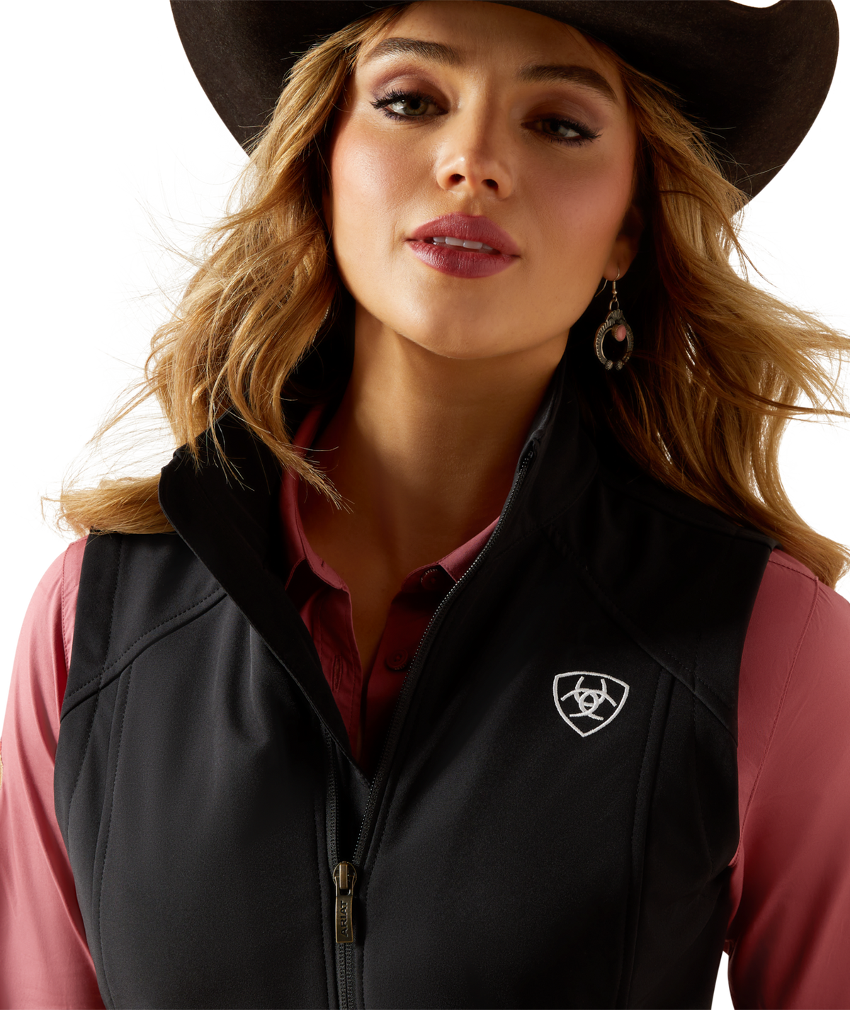 Ariat Womens Ariat Logo Softshell Vest 10062786 - BLACK