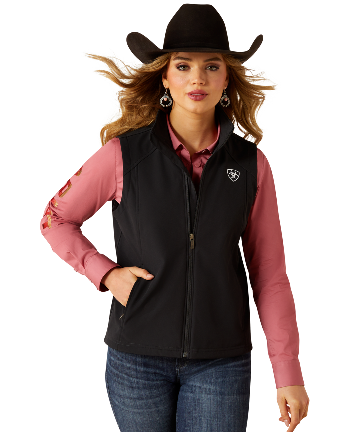 Ariat Womens Ariat Logo Softshell Vest 10062786 - BLACK