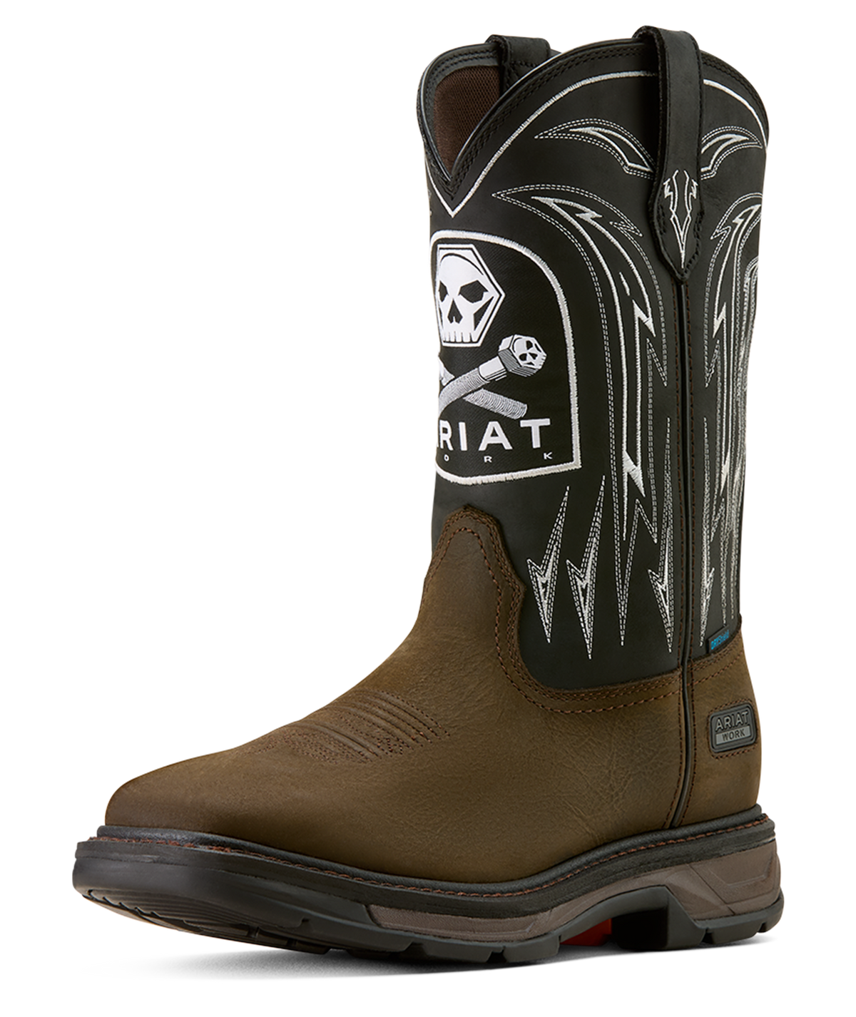 Ariat Mens WorkHog XT Bolt Skull Waterproof Wide Square Toe  Work Boot 10074286