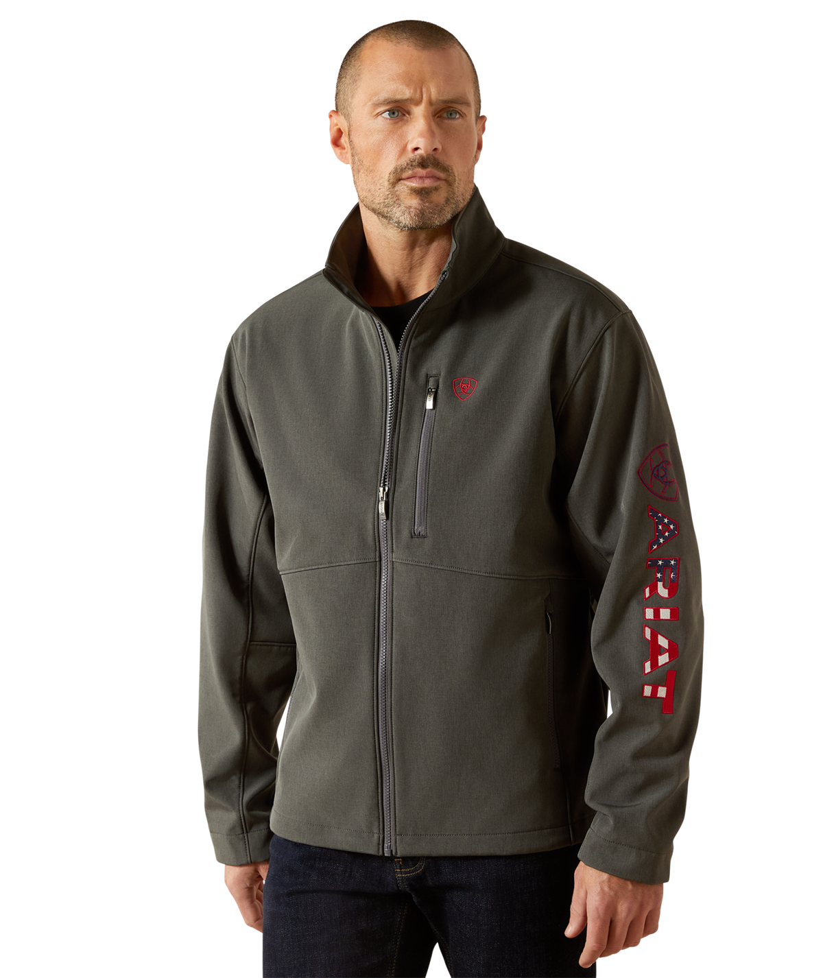 Ariat Mens Logo Softshell Jacket 10062579 - CHARCOAL/AMERICANA