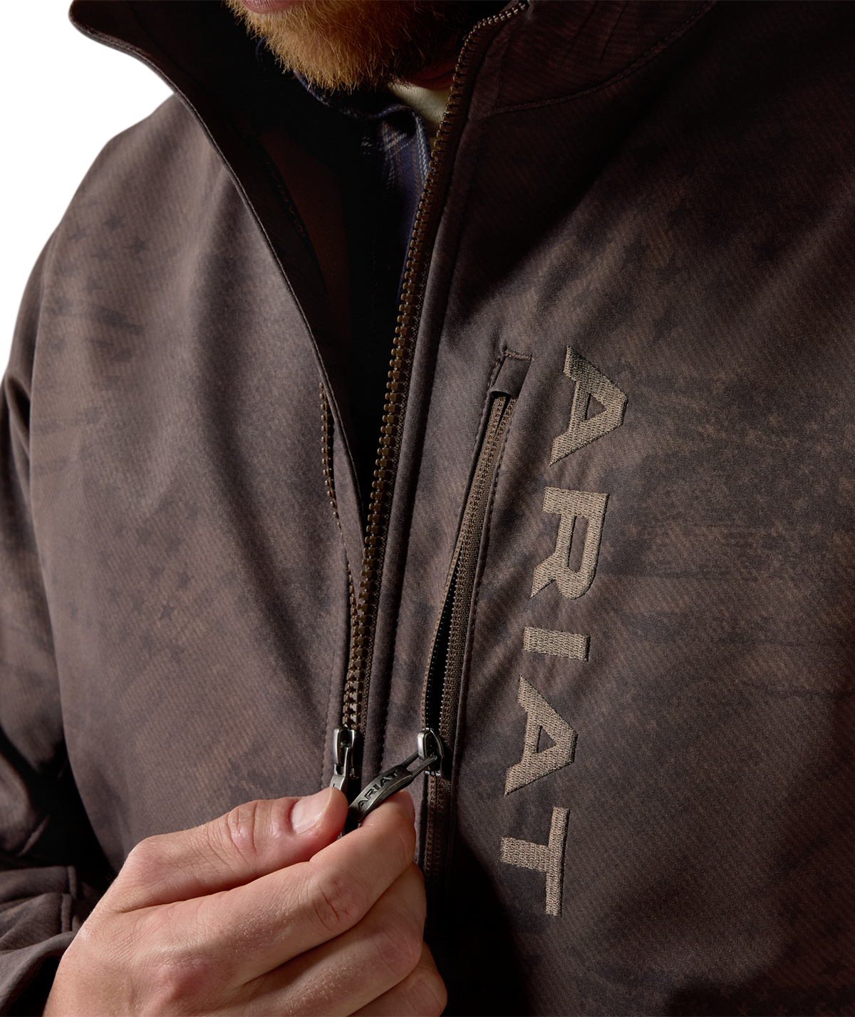 Ariat Mens Patriot Flag Softshell Jacket 10079522 - BROWN