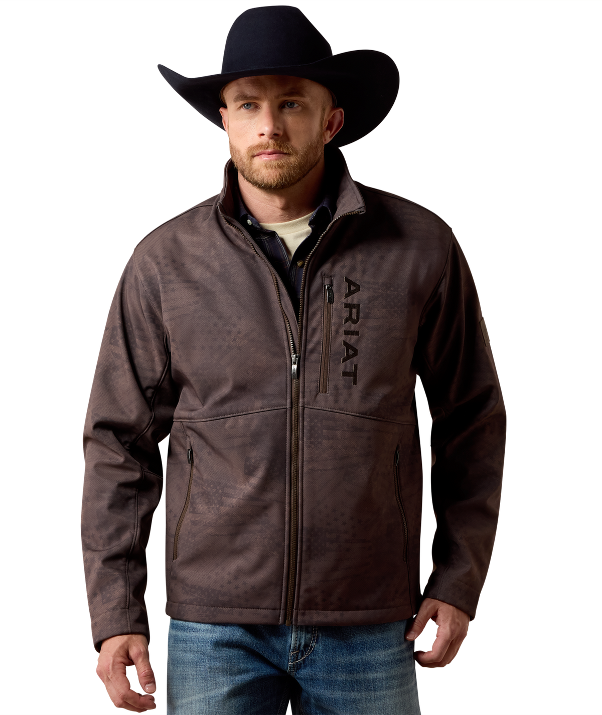 Ariat Mens Patriot Flag Softshell Jacket 10079522 - BROWN