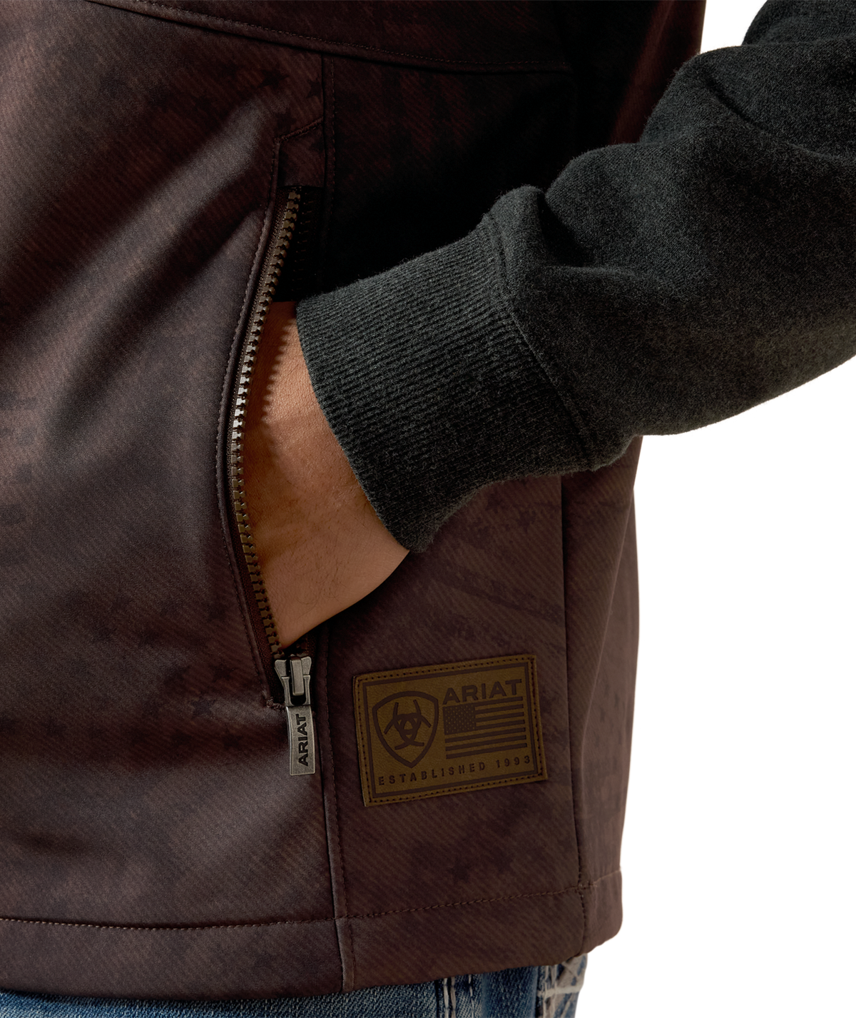 Ariat Mens Patriot Flag Softshell Vest  10079521 - BROWN