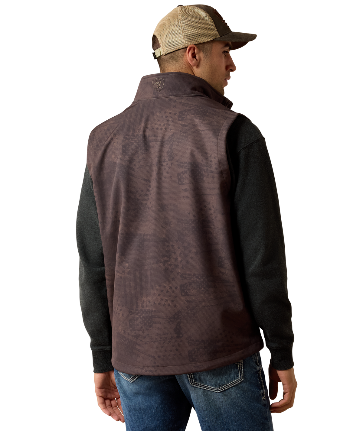 Ariat Mens Patriot Flag Softshell Vest  10079521 - BROWN