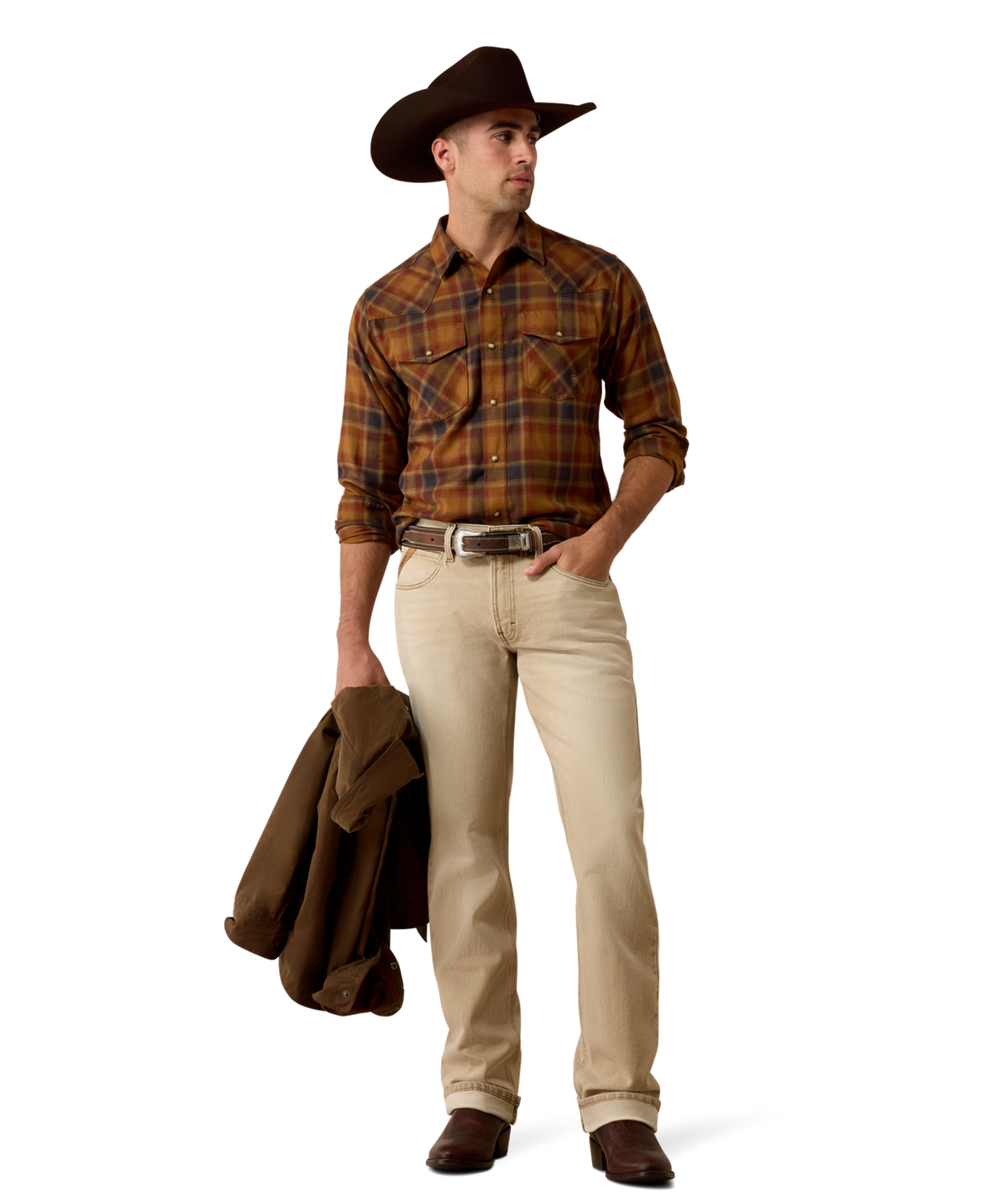 Ariat Mens M4 Relaxed Grizzly Boot Cut Cedar Brown Jeans 10079096 - view 5